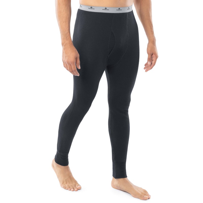 Indera Men's Heavyweight Cotton Waffle Long Johns Thermal Underwear Bottom, Black, Medium - Image 3